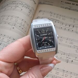 Cardinal Watch with Black Dial And Clear Plastic Strap